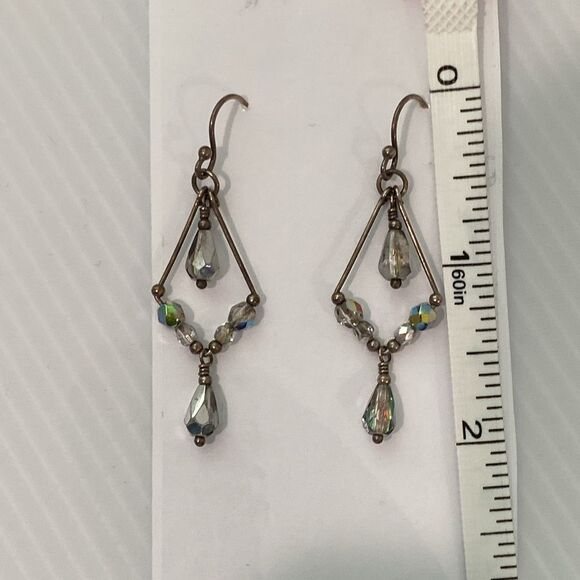 Elegant Vintage Rhinestone Two Tone Drop Dangle Boho Earrings - Picture 4 of 5